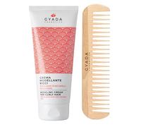 GYADA COSMETICS, Crema Modellante Ricci, Crema Senza Risciacquo ad Azione Disciplinante e Anticrespo, 200 ml + Pettine Radone, Ideale per Districare Tutti i Tipi di Capelli, in Legno di Faggio