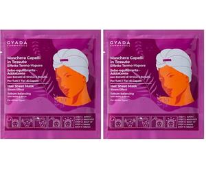 GYADA COSMETICS, Maschera Capelli in Tessuto Sebo-equilibrante e Addolcente, Dona Morbidezza e Setosità, con Cuffia Termica, a Base di Ortica e Fieno Greco, 60 ml (Confezione da 2)