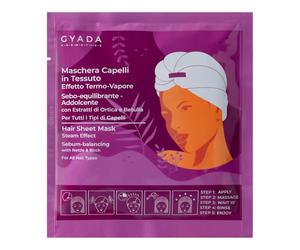 GYADA COSMETICS, Maschera Capelli in Tessuto Sebo-equilibrante e Addolcente, Dona Morbidezza e Setosità, con Cuffia Termica, a Base di Ortica e Fieno Greco, 60 ml