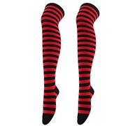 Gyaimxfu Calzini Alti al Ginocchio a Righe Bianche e Nere da Donna e Ragazze Calze Lunghe a Strisce Sopra il Ginocchio per Feste in Costume Abbigliamento Natale Feste Cosplay di Halloween