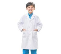 Gyaimxfu Camice da Laboratorio per Bambino, Cotone Camice Bianco da Laboratorio Chimica Maniche Lunghe Chimica Medico Costume da Dottore Infermiera Cappotto da Scienziato