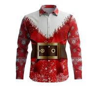 Gyaimxfu Camicia di Natale Uomo, Divertenti con Babbo Natale Digitale 3D Stampato Top Camicie Natalizia Camicia Confortevole Leggeri per Le Vacanze Regali 2025