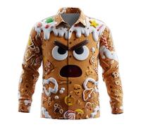 Gyaimxfu Camicia Natalizia Uomo Camicie Natalizie da Uomo Camicia da Lavoro per Il Tempo Libero a Maniche Lunghe Vintage Natalizia Risvolto Shirt Camicetta Merry Christmas Shirts