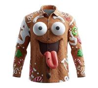 Gyaimxfu Camicia Natalizia Uomo Camicie Natalizie da Uomo Camicia da Lavoro per Il Tempo Libero a Maniche Lunghe Vintage Natalizia Risvolto Shirt Camicetta Merry Christmas Shirts