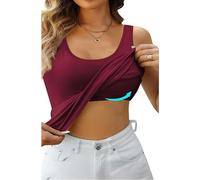 Gyaimxfu Canotta Donna Cotone Tank Top Canottiera con Reggiseno Incorporato Canotta di Base Estiva Scollo a V Cami Camisole Spalline Regolabili Tank Shirt Senza Maniche Camicia Basic Imbottita Casual