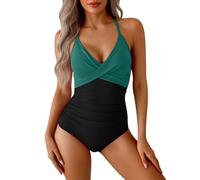 Gyaimxfu Costume da Bagno Intero Donna Mare Traforato Scollato Dietro Monokini Push Up Imbottito Reggiseno Costumi Interi a Contrasto Colore Strappy Croce Pancia Curvy Estate Beachwear