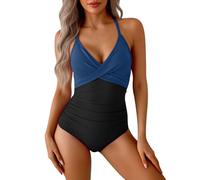 Gyaimxfu Costume da Bagno Intero Donna Mare Traforato Scollato Dietro Monokini Push Up Imbottito Reggiseno Costumi Interi a Contrasto Colore Strappy Croce Pancia Curvy Estate Beachwear