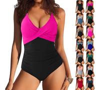 Gyaimxfu Costume da Bagno Intero Donna Mare Traforato Scollato Dietro Monokini Push Up Imbottito Reggiseno Costumi Interi a Contrasto Colore Strappy Croce Pancia Curvy Estate Beachwear