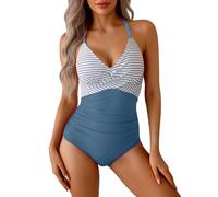 Gyaimxfu Costume da Bagno Intero Donna Mare Traforato Scollato Dietro Monokini Push Up Imbottito Reggiseno Costumi Interi a Contrasto Colore Strappy Croce Pancia Curvy Estate Beachwear
