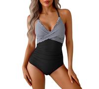 Gyaimxfu Costume da Bagno Intero Donna Mare Traforato Scollato Dietro Monokini Push Up Imbottito Reggiseno Costumi Interi a Contrasto Colore Strappy Croce Pancia Curvy Estate Beachwear