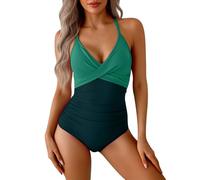 Gyaimxfu Costume da Bagno Intero Donna Mare Traforato Scollato Dietro Monokini Push Up Imbottito Reggiseno Costumi Interi a Contrasto Colore Strappy Croce Pancia Curvy Estate Beachwear