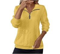 Gyaimxfu Felpa Donna Morbido Felpa Senza Cappuccio Felpe Pullover Tops Maglione Casual Sweatshirt Jogging Felpe con Zip Casual Manica Lunga Giacca con Tasche Invernale Autunno