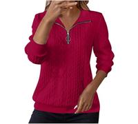Gyaimxfu Felpa Donna Morbido Felpa Senza Cappuccio Felpe Pullover Tops Maglione Casual Sweatshirt Jogging Felpe con Zip Casual Manica Lunga Giacca con Tasche Invernale Autunno