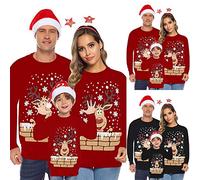 Gyaimxfu Felpa Natalizia per Famiglia Coppia Classico Natalizi Famiglie Girocollo Sweatshirt Natale Felpa Coordinate Natalizia Famiglia Bambini Maglie Felpe Natalizio di Natale Regali