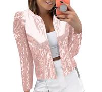 Gyaimxfu Giacca Donna Paillettes a Maniche Lunghe Cardigan Oversize Top Blazer Elegante Taglie Forti Casual Cardigan Confortevole Slim Fit Tinta Unita Blazer