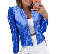 Gyaimxfu Giacca Donna Paillettes a Maniche Lunghe Cardigan Oversize Top Blazer Elegante Taglie Forti Casual Cardigan Confortevole Slim Fit Tinta Unita Blazer