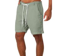 Gyaimxfu Offerte Saldi Pantaloncini Uomo Sportivi Cotone e Lino Estivi Shorts Pantaloncini Running Uomo con 2 Tasche Bermuda Pantaloni Corti Eleganti con Tasche Traspiranti Short da Spiaggia Outdoor
