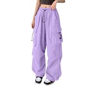 Gyaimxfu Pantaloni Cargo Donna Autunno Pantalone Sportivi Ragazze Larghi Gamba Larga Vita Alta Y2K ad Asciugatura Rapida Casual Escursionismo Abbigliamento con Tasche