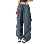 Gyaimxfu Pantaloni Cargo Donna Autunno Pantalone Sportivi Ragazze Larghi Gamba Larga Vita Alta Y2K ad Asciugatura Rapida Casual Escursionismo Abbigliamento con Tasche