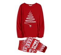 Gyaimxfu Pigiama Natale Famiglia Comode Classico Maglietta a Maniche Lunghe E Pantaloni Camicia Lunghi Coordinati Natale Vintage Pajamas Set per Mamma papà Bambino