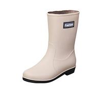 Gyaimxfu Stivali da Pioggia Impermeabili da Donna Scarpe di Moda Stivali da Pioggia Antiscivolo Tinta Unita Comodi Vintage Lavoro Stivaletti per Giardino All'aperto Stivaletti