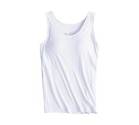 Gyaimxfu T Shirt Donna Senza Maniche con Reggiseno Incorporato Canotta Top Elastico Canottiera di Base Solida Camicia Imbottita Regolabile con Spalline Sottili Cami Camisole