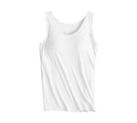 Gyaimxfu T Shirt Donna Senza Maniche con Reggiseno Incorporato Canotta Top Elastico Canottiera di Base Solida Camicia Imbottita Regolabile con Spalline Sottili Cami Camisole