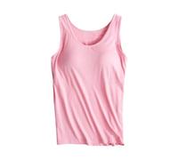 Gyaimxfu T Shirt Donna Senza Maniche con Reggiseno Incorporato Canotta Top Elastico Canottiera di Base Solida Camicia Imbottita Regolabile con Spalline Sottili Cami Camisole