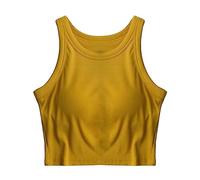 Gyaimxfu T Shirt Donna Senza Maniche con Reggiseno Incorporato Canotta Top Elastico Traspirante e Sciolta Maglietta Canottiera Imbottita Regolabile per Jogging Yoga Fitness