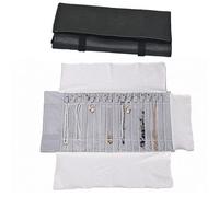 Borsa a Rullo per Organizer per Gioielli, Rotolo Pieghevole per Gioielliere Grande Capacità e Pratico Portatile,per Più Collane, Braccialetti,Grigio,PU