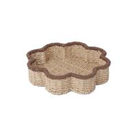 GYASVWU Vassoio smerlato in corda di carta, vassoi in vimini per decorazione, cestini poco profondi per la conservazione, vassoio in rattan per tavolino da caffè, soggiorno, camera da letto (beige +