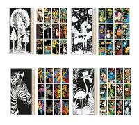 GYCAQAC 48 Pezzi Scratch Art di Animali, Scratch Painting Creative Gift, Scratch Art Paper Rainbow Sketch Sketch, Scratchboard for Adult And Kids, per Disegni, Giochi e Scrittura, con Penna di Legno