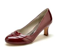Gycdwjh 6.5cm Scarpe da Sposa Sandali Slip On con Tacco Gattino Cristallo Punta Arrotondata Pompe da Sposa in Pelle Verniciata,Burgundy,40 EU