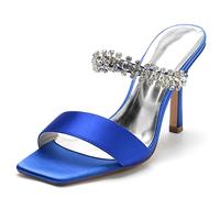 Gycdwjh 9.5cm Sabot Tacchi per Le Donne Chiuso a Punta Strass Dress Pumps Stiletto Slingback Tacchi Alti Wedding Guest Party Prom Dress Shoes,Royal Blue,36 EU