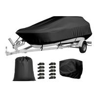 Gycdwjh Telo Copri Barca, Esterno Tendalino per Barca Impermeabile Tessuto Oxford 420D Telo Copribarca Antivento e Resistente ai Raggi UV con Copertura Motore,Nero,19~21FT:768 * 525cm
