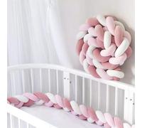 GYCF Cuscini Annodato, Serpente Letto Cuscino Nodo, Letto a Treccia Cuscino, Cuscino Coccoloso Soffice Intrecciato, Paracolpi Sponda Sponde Anticaduta,White+Pink+Dark Pink,2.5 m