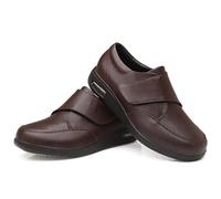 GYCF Scarpe Pelle per Diabetici, Scarpe Ortopediche dalla vestibilità Extra Larga per Uomo,Scarpe Ortopediche con Chiusura Facile,Scarpe Regolabili per Piedi Gonfi,Marrone,41EU