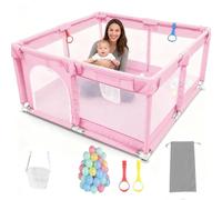 GYCS Box Neonato Bimbo,Recinti per Bambini da Interni,Recinto Bimbi da Interno,Recinzione Bambino Bambina,Accessori Neonati,età da 0 A 2 Anni,Facile da Montare E da Pulire,Rosa,150X180X60CM