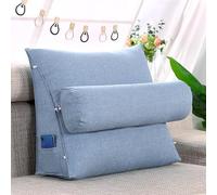 GYCS Cuscino da Lettura A Cuneo Regolabile, Cuscino Triangolare per Letto con Supporto per La Schiena Cuscino A Cuneo per Lettura E TV Cuscino di Supporto per Divano Letto,Sky Blue,60 * 50 * 20cm