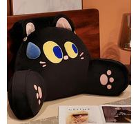 GYCS Cuscino da Lettura per Letto, Cuscino Antireflusso Adulti, Cuscino con Schienale Lombare, Cuscino A Forma di Cuneo per Letto E Divano,Cuscino Rimovibile,Black Cat,75x50cm
