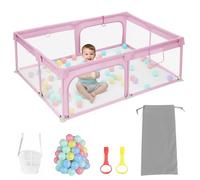 GYCS Recinto per Bambini, Box Bambini, Giochi per Bambini con Schiuma Anticollisione, Centro attività Infantile Parco Box Neonato Grande Pieghevole Interni Ed Esterni,Rosa,120X180X60CM