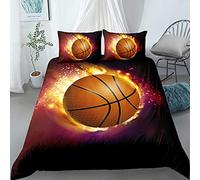 GYDGS Copripiumino una piazza e mezza Basket Nero Stampato 3D Set Copripiumino 200x200 Set Biancheria da Letto Microfibra con Cerniera + 2 Federa per Cuscino 50x80 cm