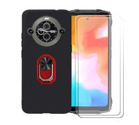 GYDQQKJ Cover per Blackview BV8200 (6.50") + [2X HD Schermo Pellicola Protettiva in Vetro Temperato], Morbido Silicone Custodia Nero TPU Supporto Anello Case (Rosso Anello Phone)