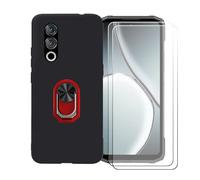GYDQQKJ Cover per Doogee Blade 10 Power (6.60") + [2X HD Schermo Pellicola Protettiva in Vetro Temperato], Morbido Silicone Custodia Nero TPU Supporto Anello Case (Rosso Anello Phone)