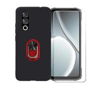 GYDQQKJ Cover per Doogee Blade 10 Power (6.60") + Pellicola Protettiva in Vetro Temperato, Morbido Silicone Custodia Nero TPU Supporto Anello Case - HD Schermo Protettore (Rosso Anello Phone)