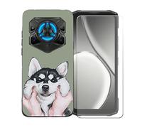 GYDQQKJ Cover per Doogee Blade 20 Play + Pellicola Protettiva in Vetro Temperato, Morbido Silicone Custodia Nero TPU Case - HD Schermo Protettore per Doogee Blade 20 Play (6.60") - LLM8