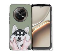 GYDQQKJ Cover per Doogee Fire 7 + Pellicola Protettiva in Vetro Temperato, Morbido Silicone Custodia Nero TPU Case - HD Schermo Protettore per Doogee Fire 7 (6.60") - LLM8