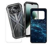 GYDQQKJ Cover per Doogee S Cyber Pro + Pellicola Protettiva in Vetro Temperato, Morbido Silicone Custodia Nero TPU Case - HD Schermo Protettore per Doogee S Cyber Pro (6.58") - LH57