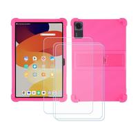 GYDQQKJ Cover per Doogee Tab G6 Plus (11.0") + 3 Pezzi Pellicola Protettiva in Vetro Temperato, Morbido Silicone Custodia Rosso rosa TPU Case - HD Schermo Protettore per - Rosso rosa