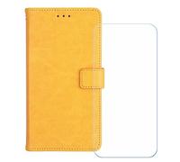 GYDQQKJ Cover per Doro Aurora A30 (6.10 pollici) + Pellicola Protettiva in Vetro Temperato - Stand in PU Pelle Portafoglio Flip Case Guscio Protettiva Custodia Giallo
